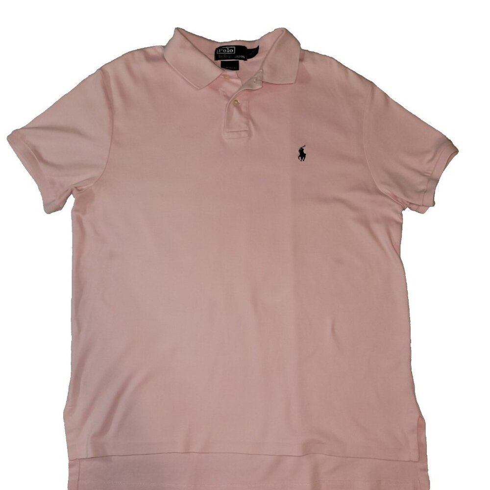 Polo Ralph Lauren Shirt Mens Large Pink Polo Collared Blue Pony SS FLAW